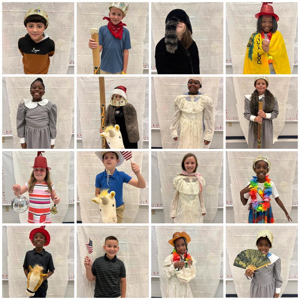 Fourth Grade students all dressed up and having fun!