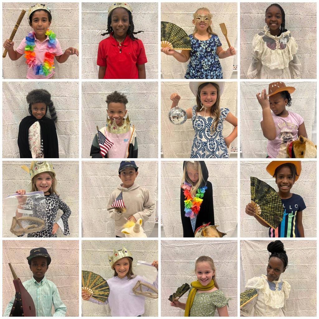 Fourth Grade students all dressed up and having fun!