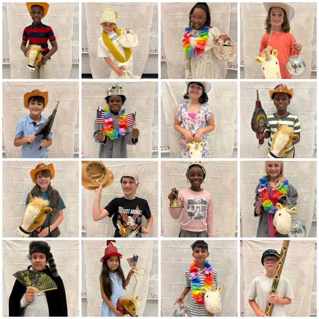 Fourth Grade students all dressed up and having fun!
