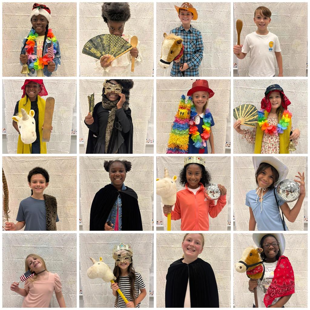 Fourth Grade students all dressed up and having fun!