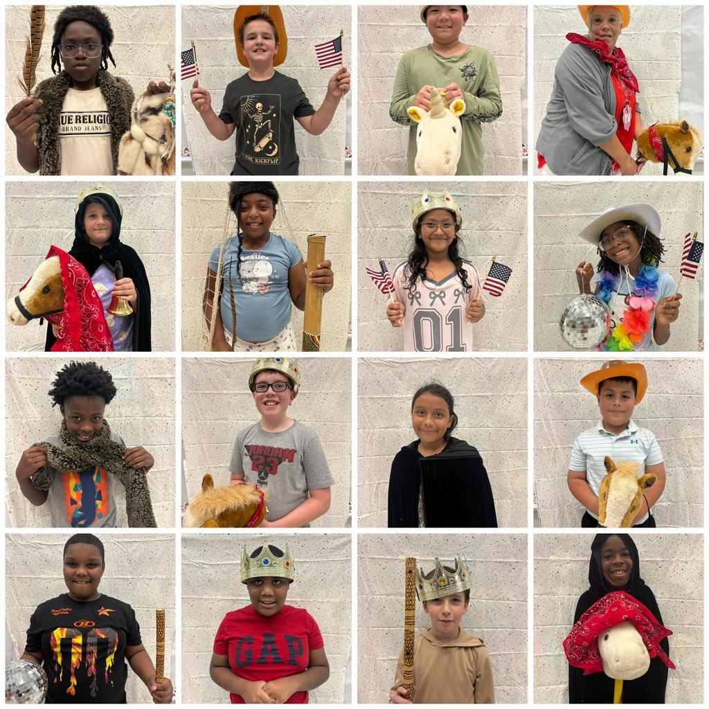 Fourth Grade students all dressed up and having fun!