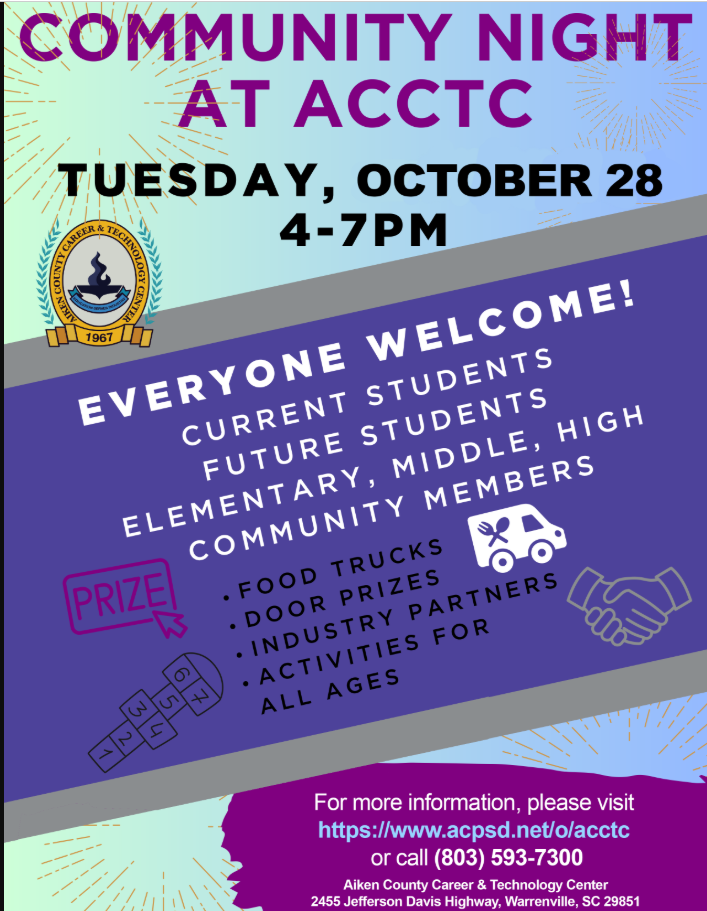 Community Night at Aiken Career Center Flyer