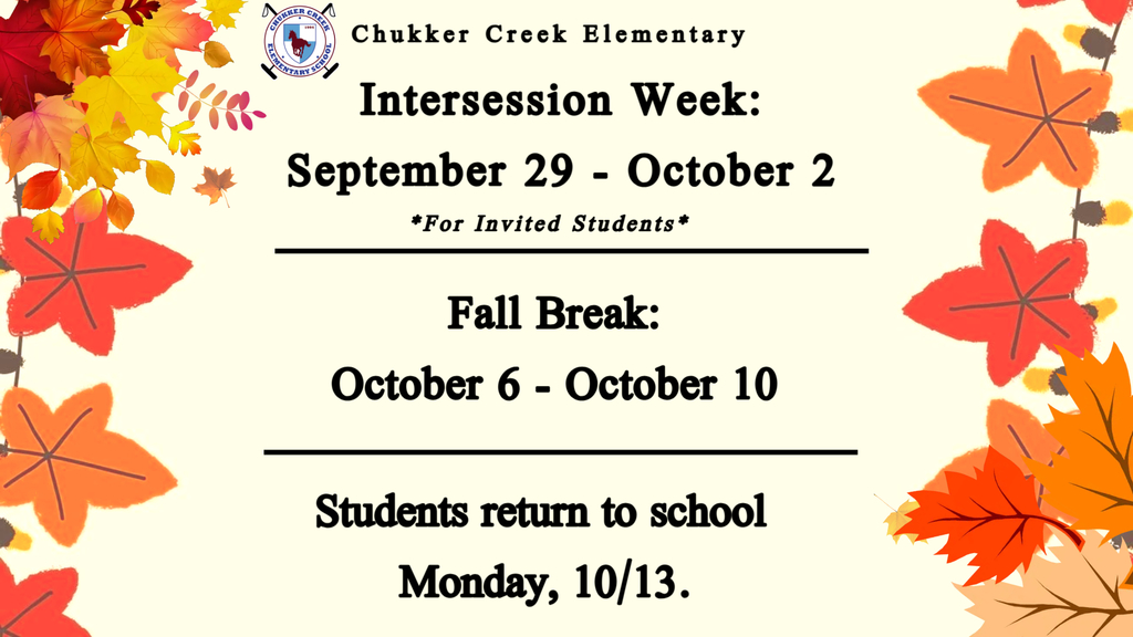 Fall break and intersession flyer with leaves falling