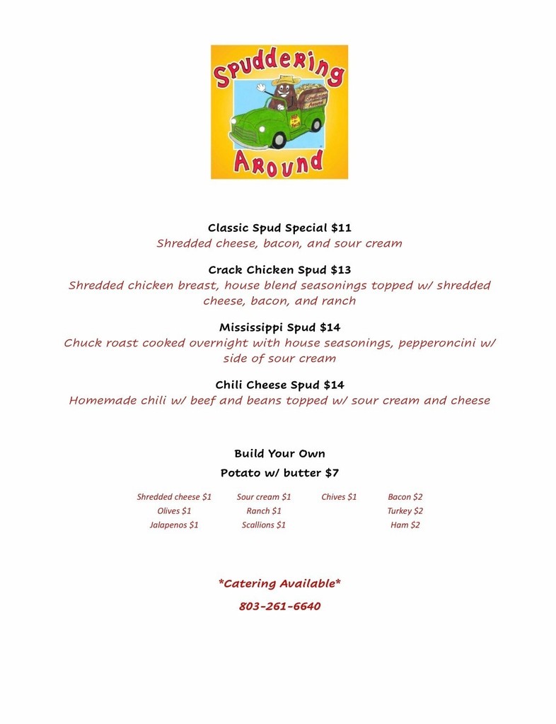 Spuddering Around menu. 