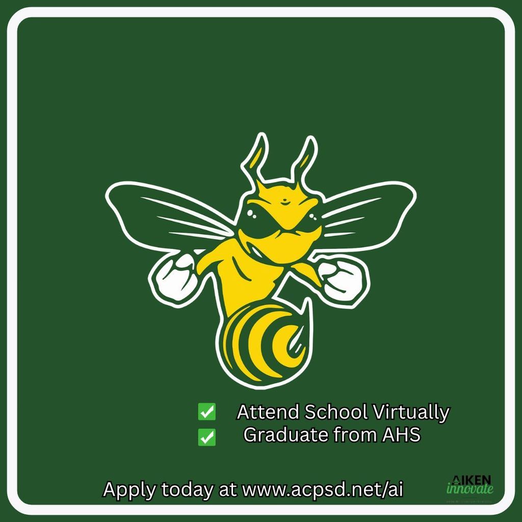 AHS logo indicating all students can participate in school virtually and graduate from their home schools.