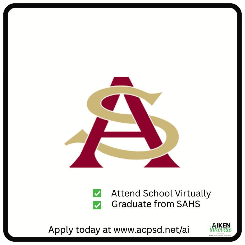 SAHS logo indicating all students can participate in school virtually and graduate from their home schools.