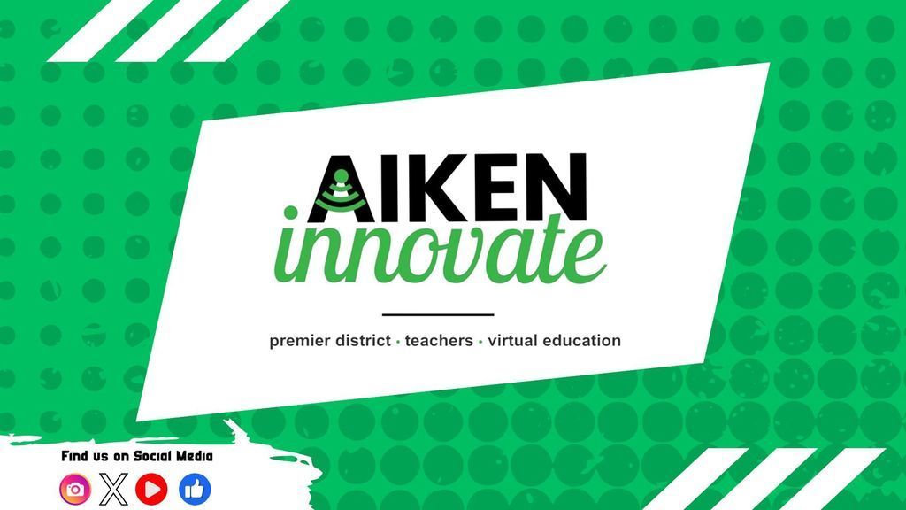 Aiken iNNOVATE Logo with Social Media icons on the bottom left.