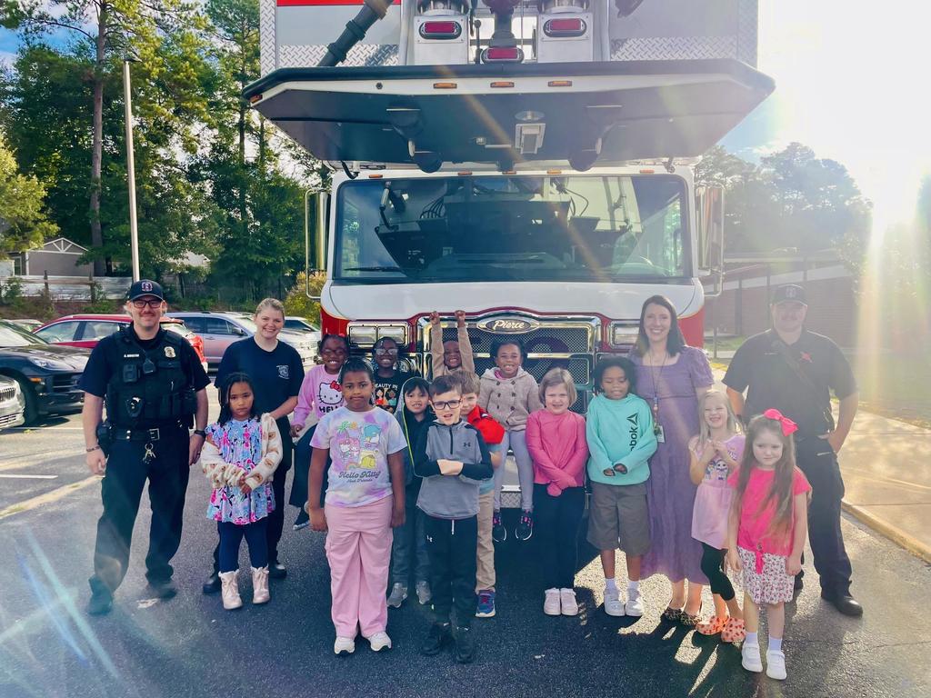 First Grade Students Learning about firetrucks