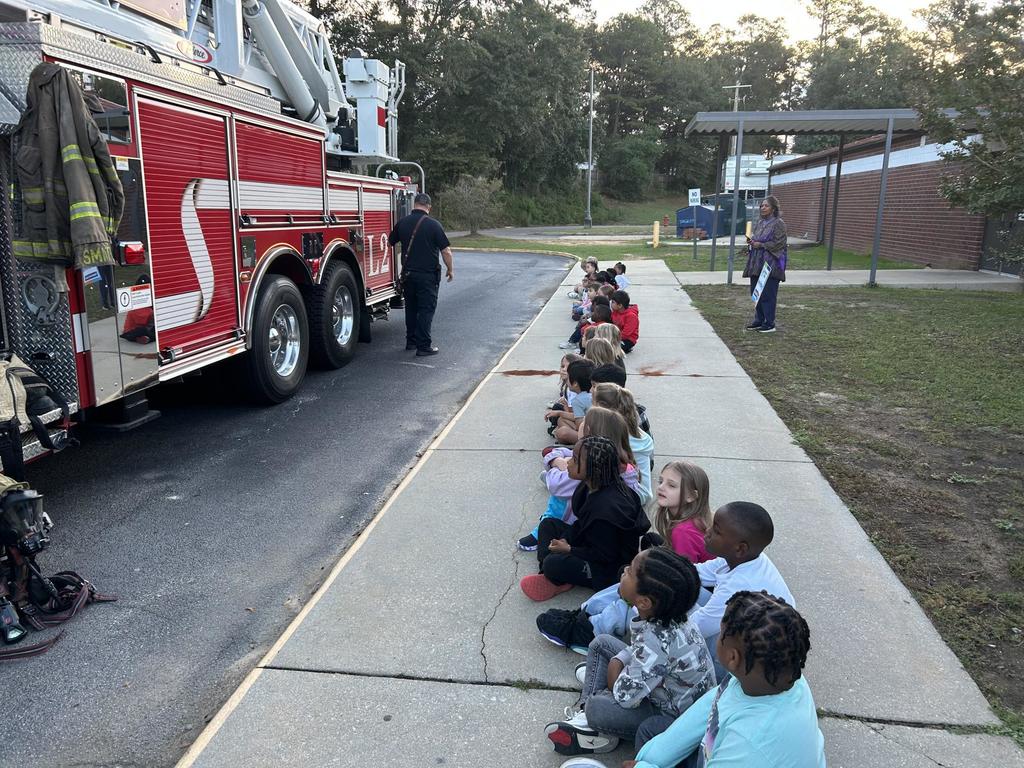 First Grade Students Learning about firetrucks
