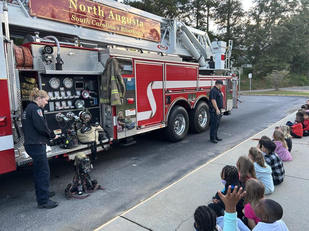 First Grade Students Learning about firetrucks