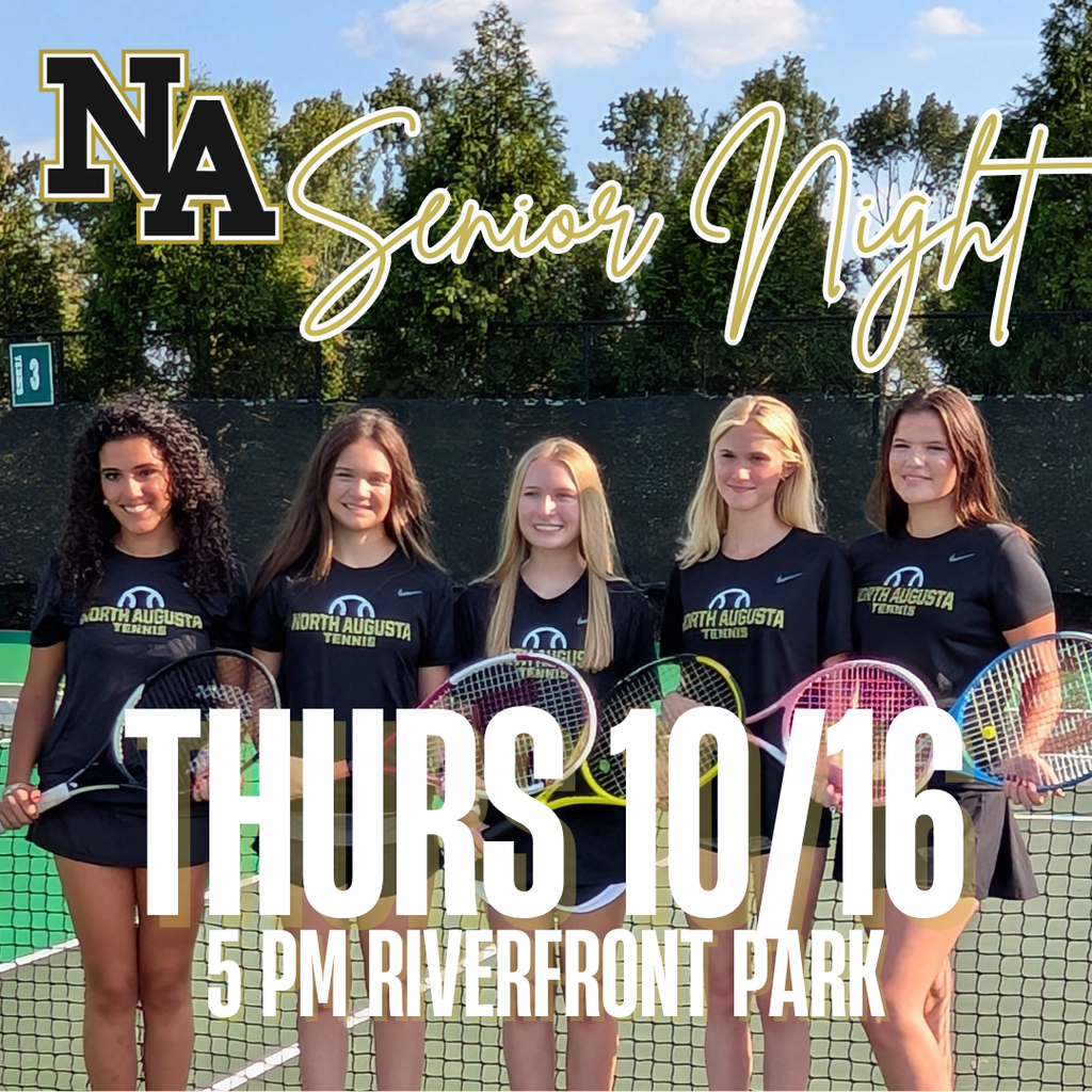 5 Girls Tennis Players posing in front of net.