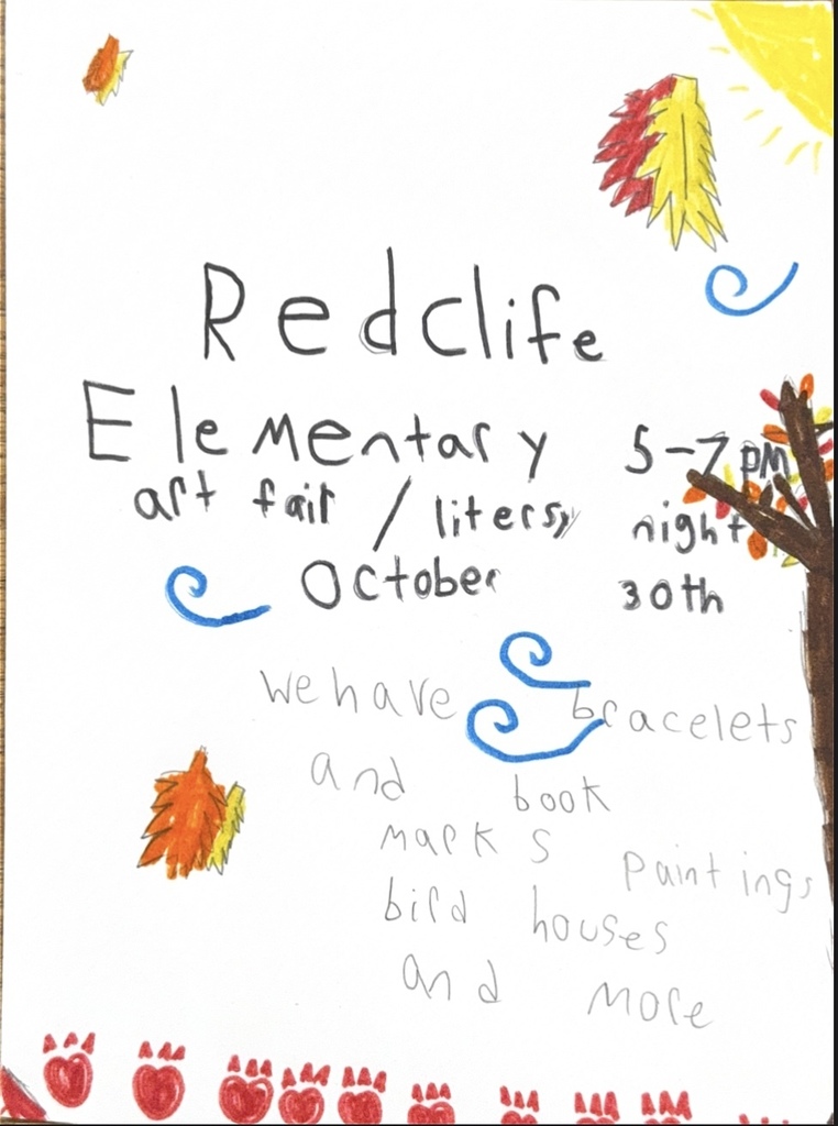 Student flyer for Art Craft Fair: Art Craft Fair Literacy Night at Redcliffe October 30th 5-7pm.