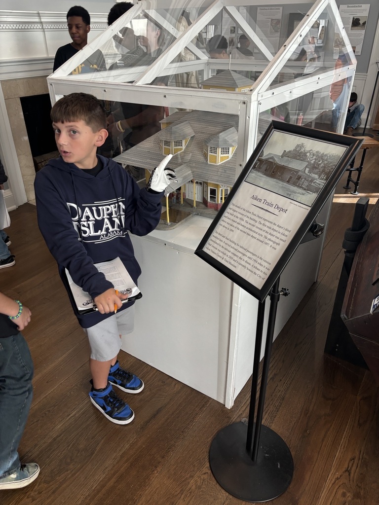 Student viewing museum display.