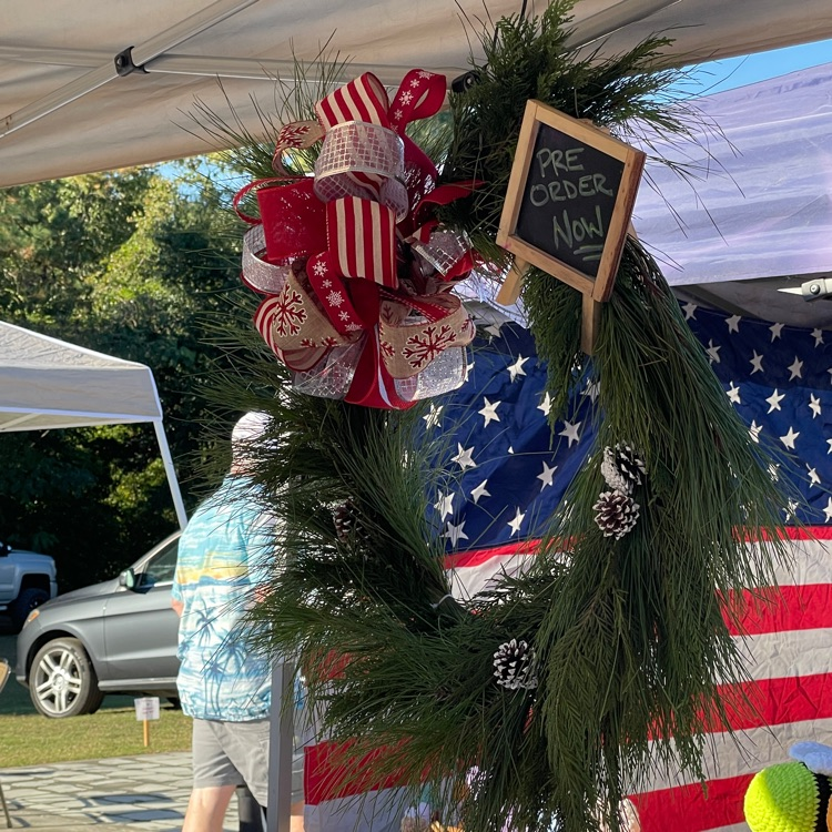 Christmas wreath display .