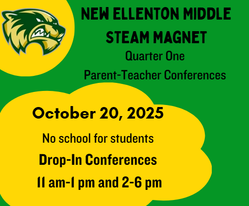 flyer with text about parent-teacher conferences on October 20, 2025