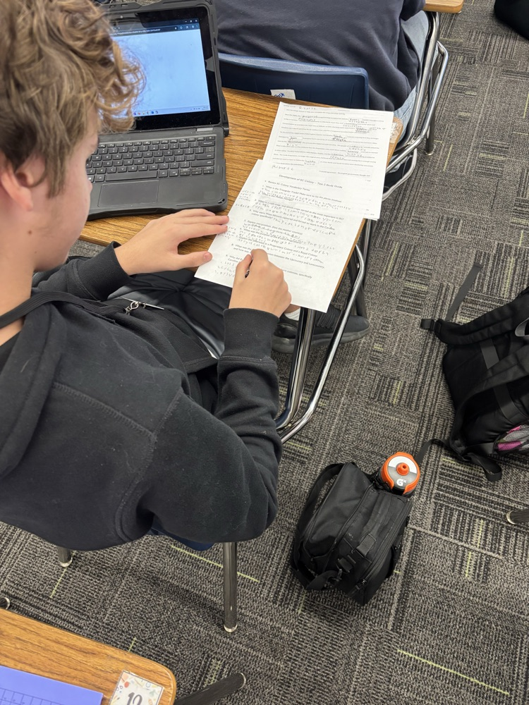 student sitting in desk working 