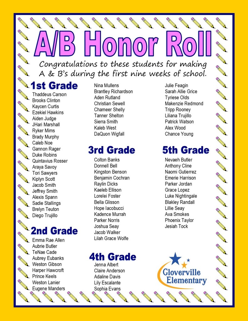 AB Honor Roll - 1st Nine Weeks