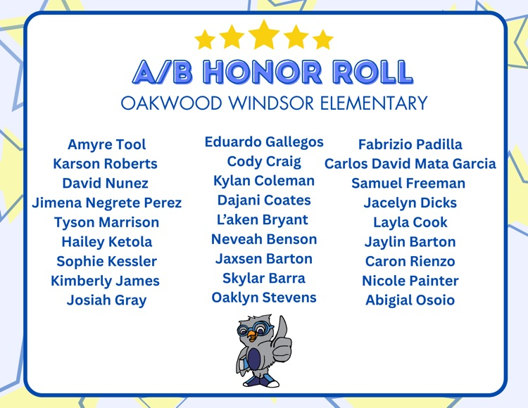 a/b honor roll list