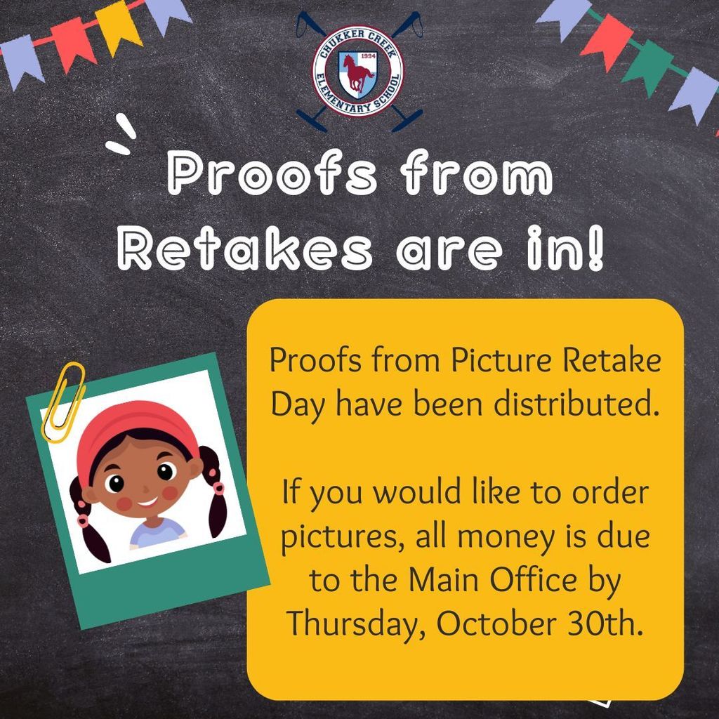 Little girl smiling in a picture for retake flyer