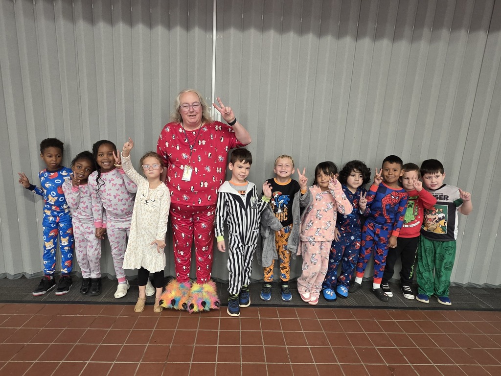 Students and staff wearing pajamas.