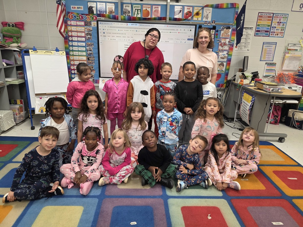 Students and staff wearing pajamas.