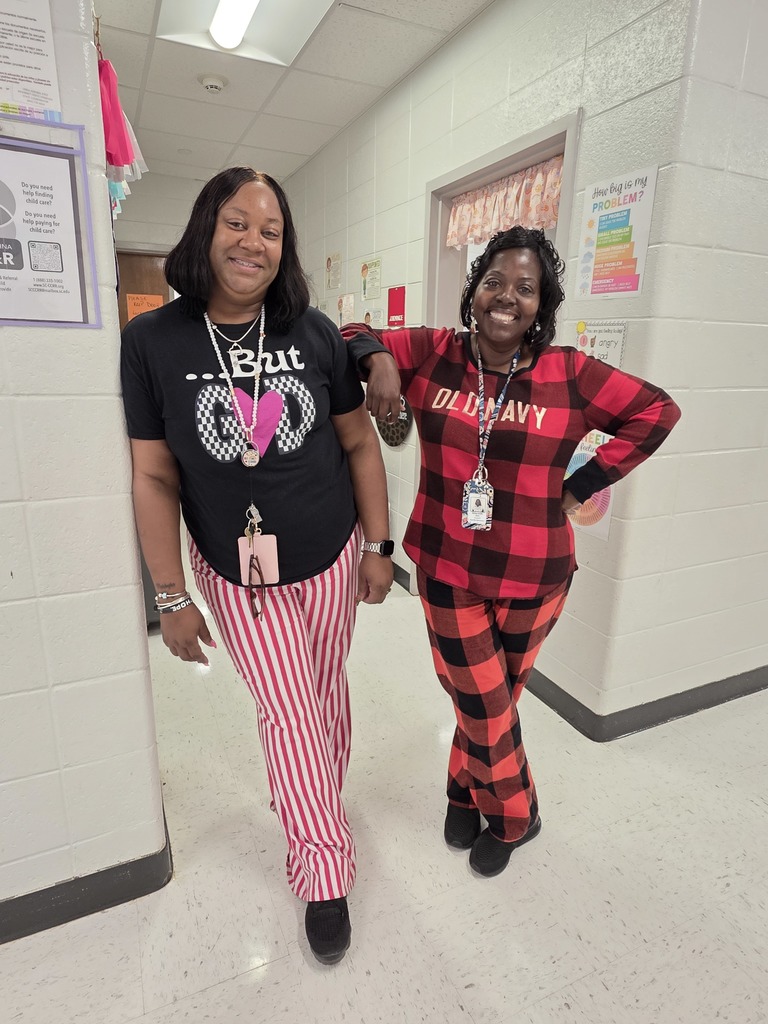 Students and staff wearing pajamas.
