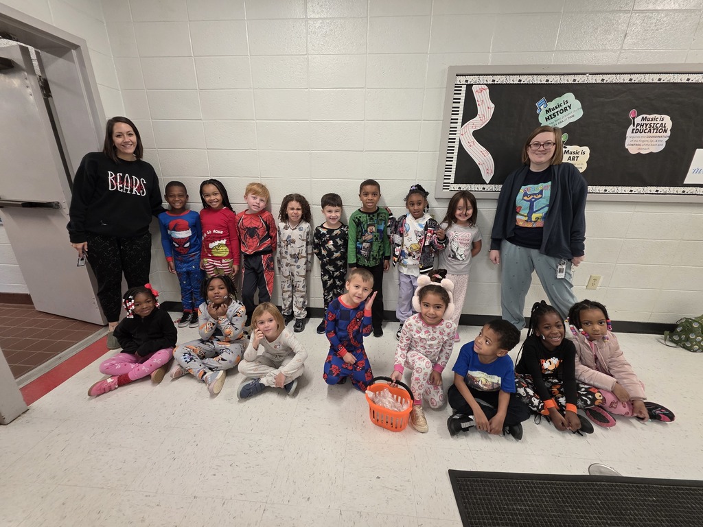 Students and staff wearing pajamas.