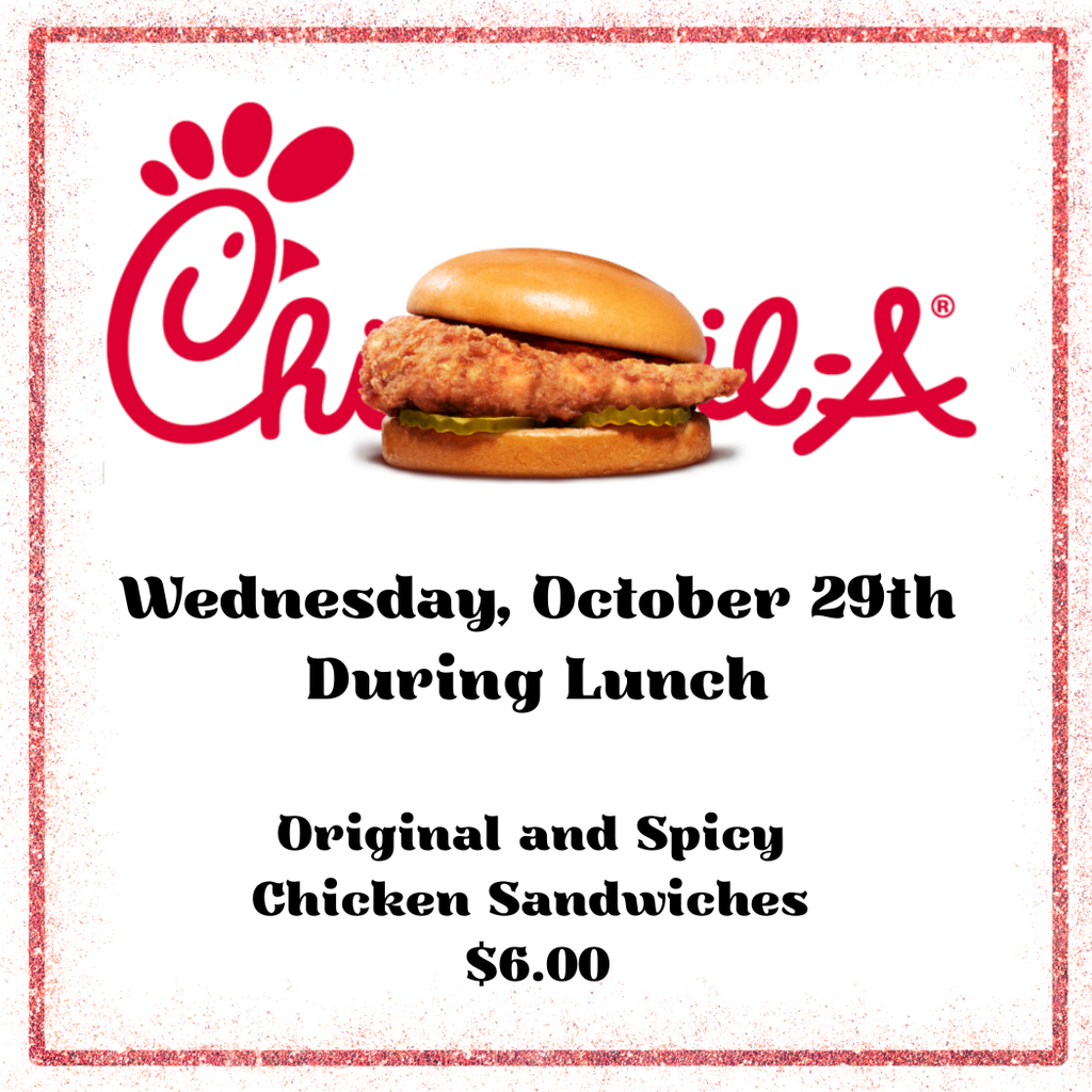 Chick-Fil-A Sandwich in front of logo