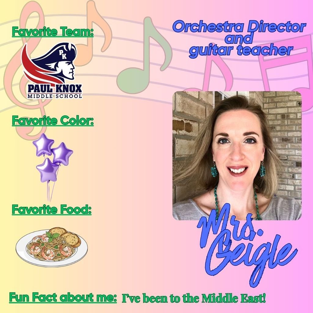 Meet Mrs. Geigle, she is the fearless leader to some of the budding musicians here at PK!