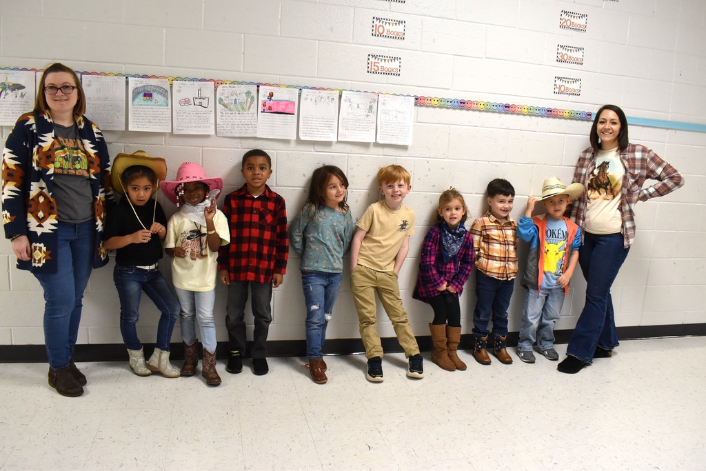 Students and staff dressed in western outfits.