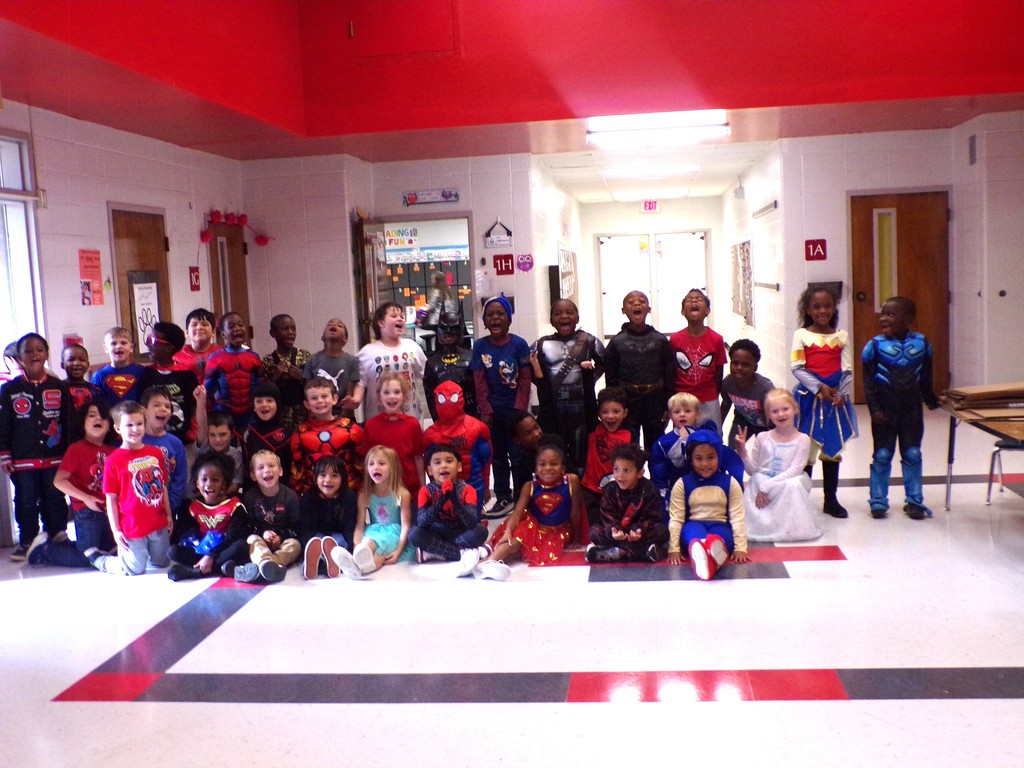 Students dressed as superheroes.