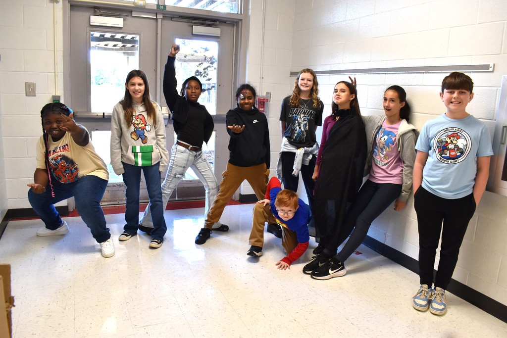 Students dressed as superheroes.