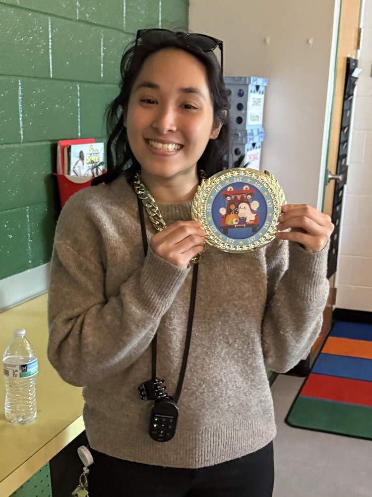 1st place winner with her prize