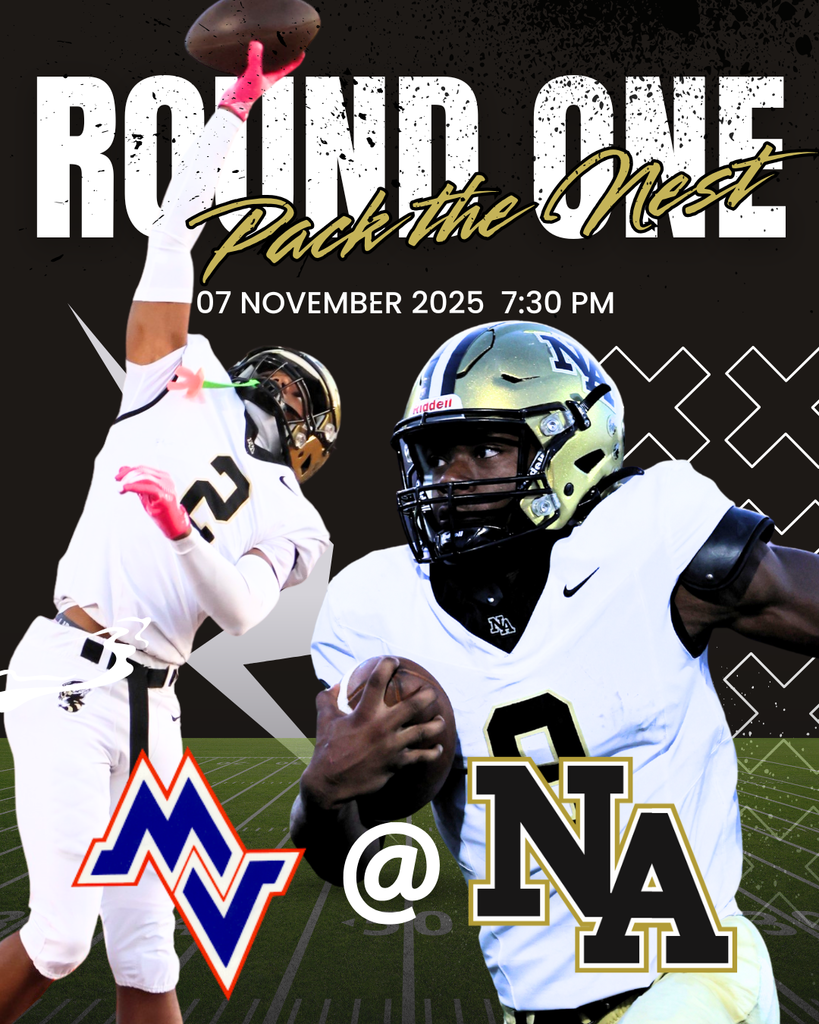 2 NAHS Football Players in play poses.