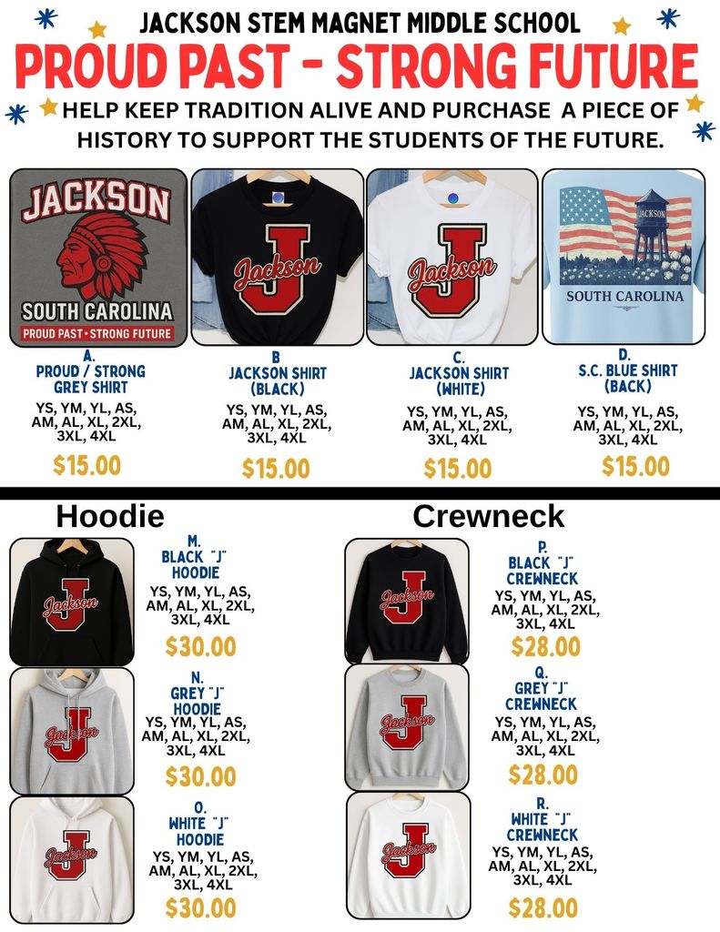 Photo of spirit wear images, prices and sizes.