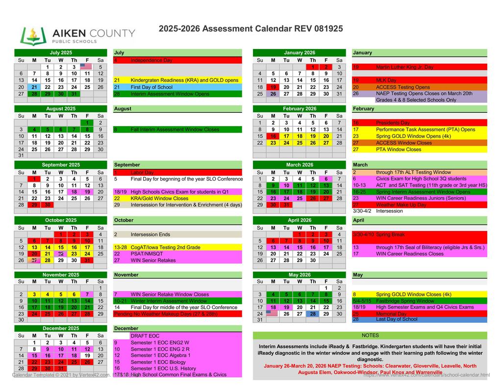 Assessment Calendar