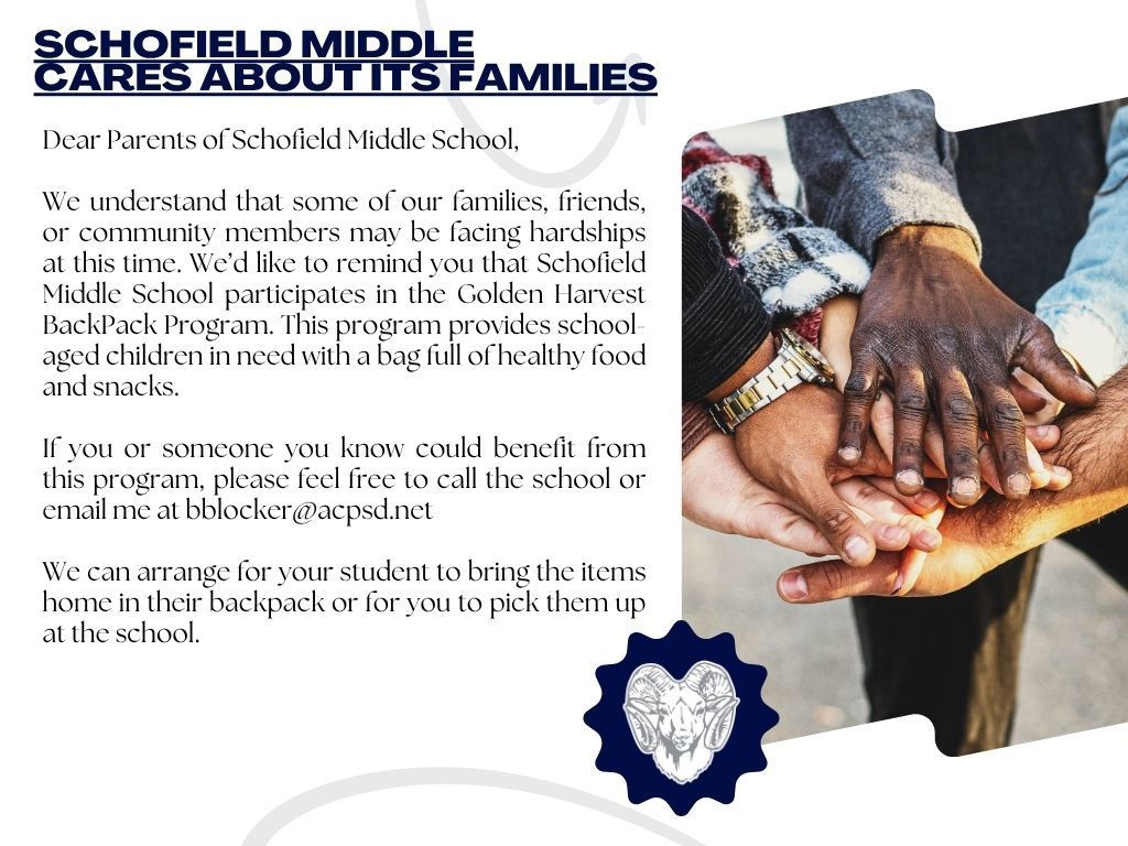 Flyer containing a picture  of hands of  different cultures clasped together