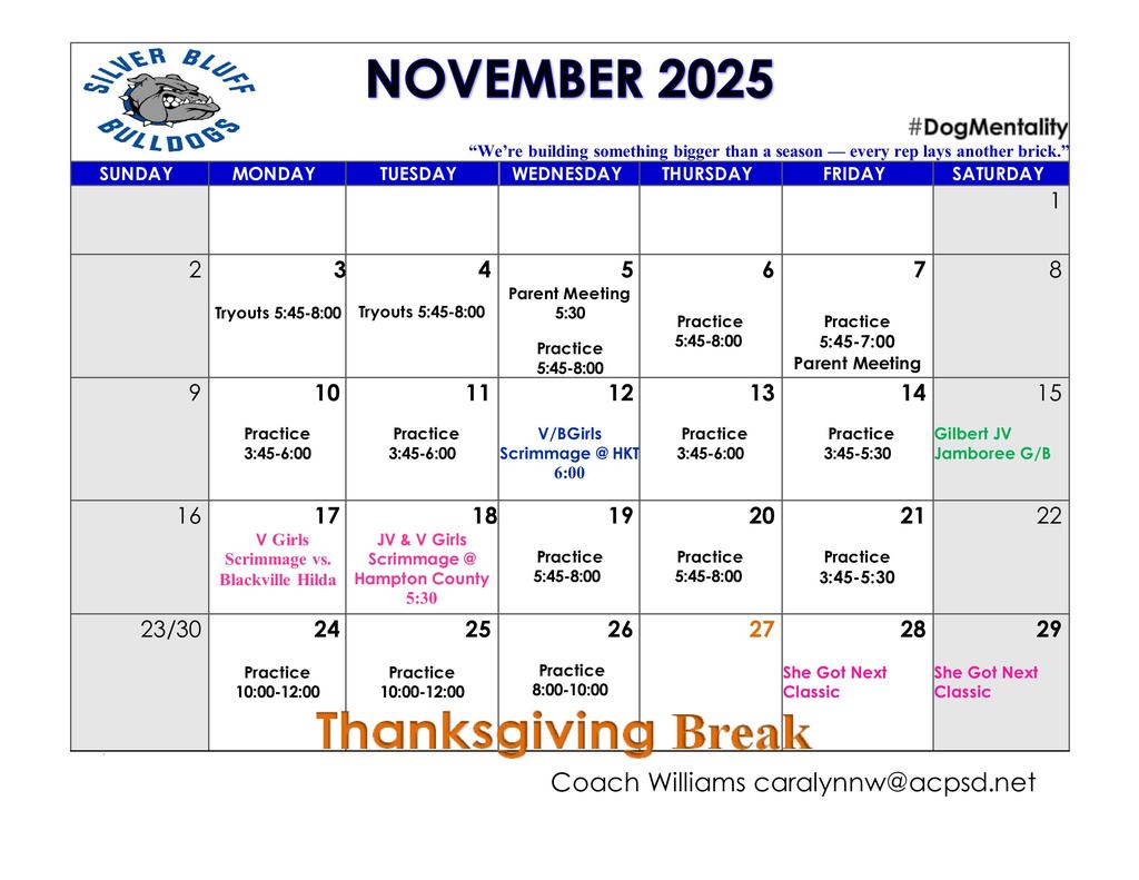 November Girls Basketball