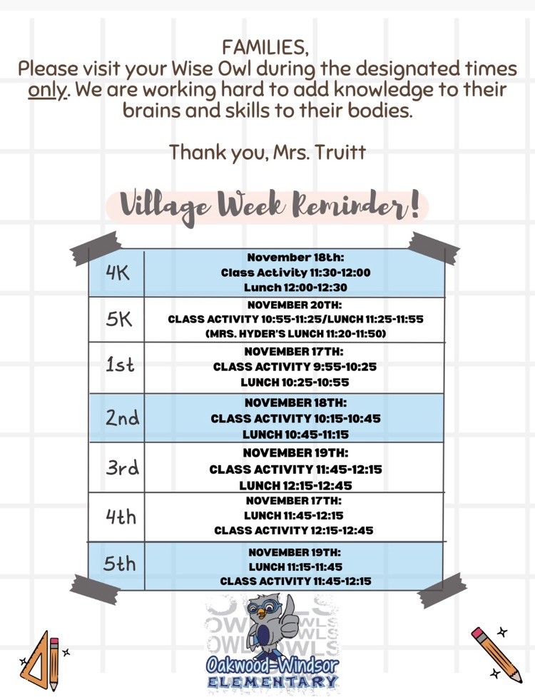 village week reminders 