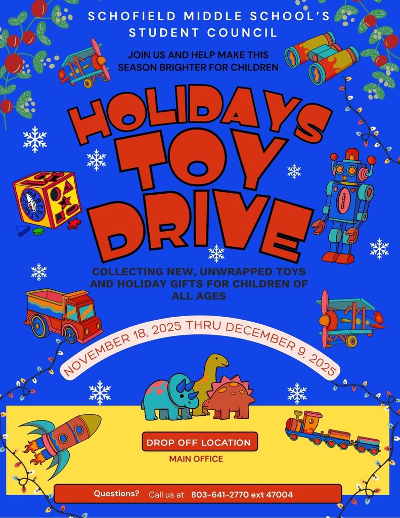 Red and Blue flyer with pictures of toys