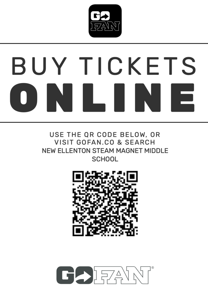 flyer with text and QR code to buy tickets before the game