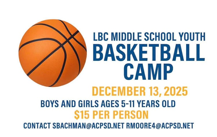 A flyer with the picture of a basketball provides information about basketball camp  