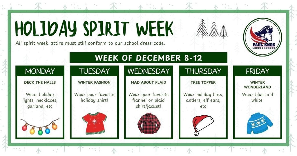 CHECK OUT NEXT WEEK'S SPIRIT DAYS!