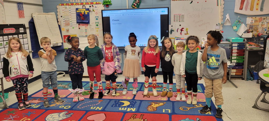 school children displaying their crazy socks