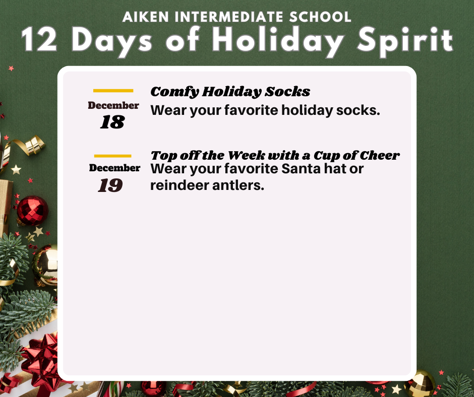 12 Days of Holiday Spirit Dress Up Theme Days Flyer