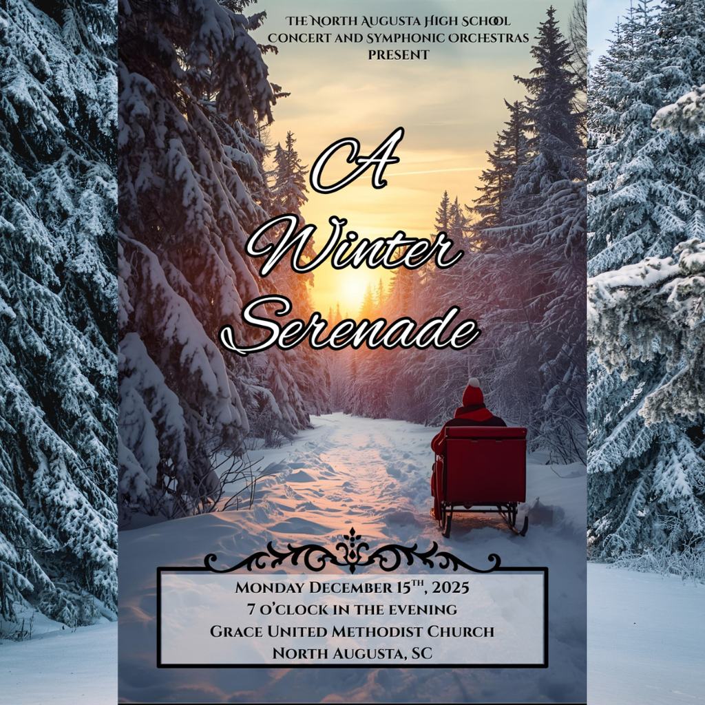 Snowy forest path with sleigh.