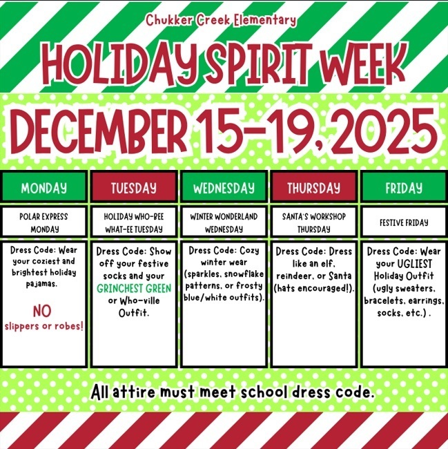 Holiday Spirit Week for students
