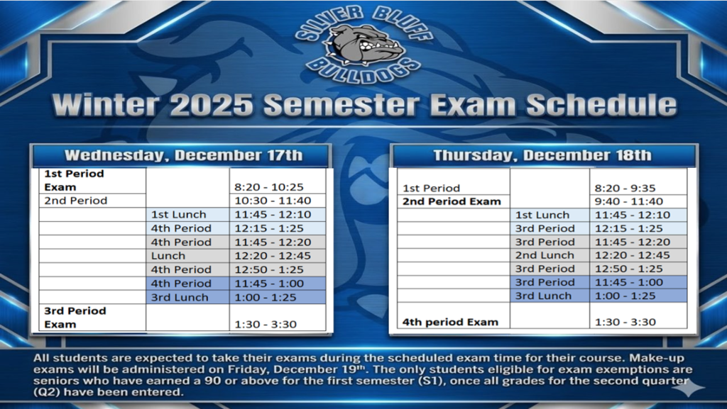 winter exam schedule