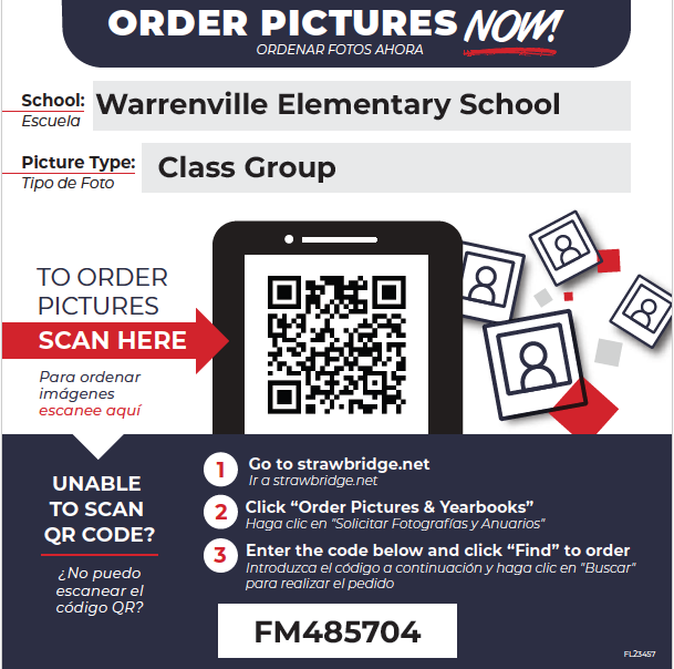 Class picture day flyer with QR code to order