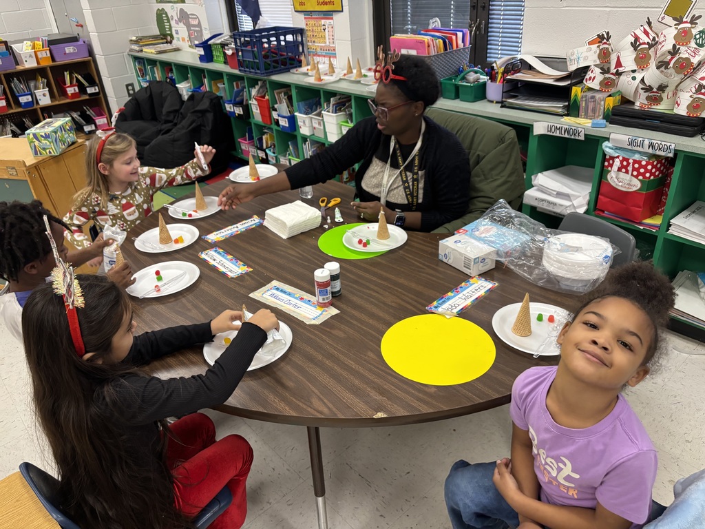 Students working on holiday activities.